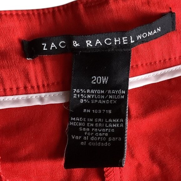 Zac & Rachel Womens Tapered Leg Ankle Pants Red 5 Pocket Design Plus Size 20W - Picture 3 of 16